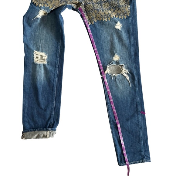 Paige Jimmy Jimmy distressed skinny Jeans women’s sz 27 gold  boho artsy unique - Picture 6 of 15